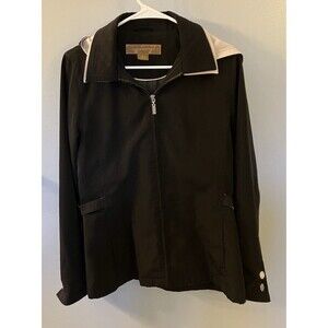 Weather Tamer Womens Hooded Jacket Black/Tan Zip Size Small
